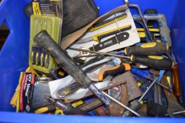Box of Assorted Tools Including Hammers, Staplers,