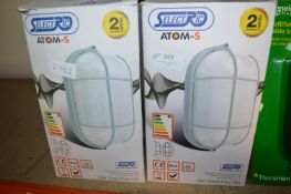 Four 230v IP44 20w Grey Oval LED Bulkhead Lights