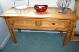 Solid Pine Two Drawer Console Table (Glasswear not included)