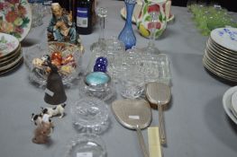 1950's Glass Dressing Set plus Painted Eggs, Capod