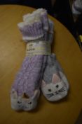 *Two Pairs of Jane & Bleecker Unicorn & Cat Slipper Socks