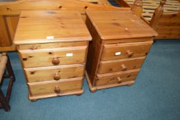 pair of Solid Pine Three Drawer Bedside Cabinets