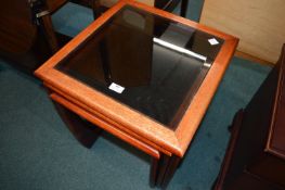 Retro Nest of Three Glass Topped Tables