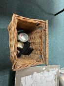 Vintage Wicker Fishing Basket and Contents
