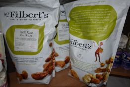 Pack of Chill Rice Crackers, and an Open Pack of Crunchy Corn Crackers