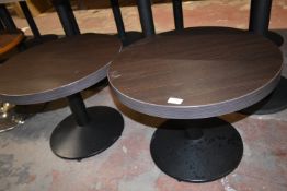Two 60cm Circular Single Pedestal Tables 48cm high,
