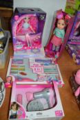 Five Girl's Toy Including Doll and Hair Stylers