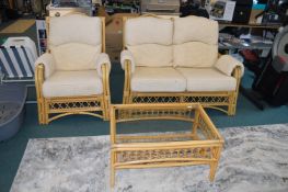 Bamboo Conservatory Suite Comprising Two Seat Sofa