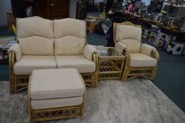 Bamboo Conservatory Suite Comprising Two Seat Sofa