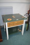 Painted Side Table with Basket Drawer
