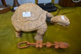 Carved Wooden Tortoise and a Love Spoon