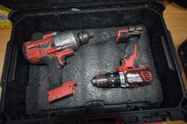 Milwaukee Packout Box Containing ½” Impact Gun, and a Drill (no batteries)