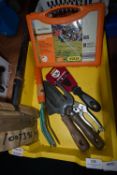 Mixed Garden Items Including Ground Pegs, Trowel, Fork, etc. (tray not included)
