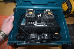 Makita Toolbox Containing a Double Charger and Six Batteries