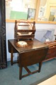 1930's Oak Drop Leaf Table plus Newspaper Rack, Cl