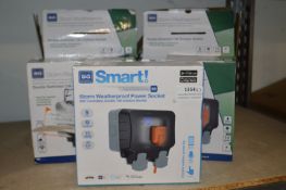 *Six Weatherproof Double Switch 13a Outdoor Sockets, One Smart Socket, and One Single Socket