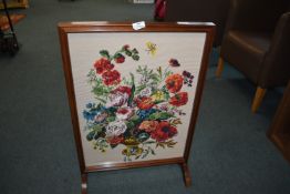Vintage Mahogany Framed Tapestry Fire Screen