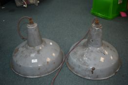 Pair of Vintage Enamel Lamp Shades