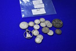 British Silver Coinage plus Pierced Victoria Coin