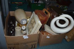 Two Boxes of Household Goods, Vases, and Decorativ