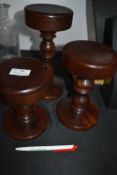 Three Turned Mahogany Display Stands