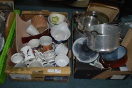Two Boxes of Kitchenware and Pottery Items