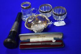 Hallmarked Silver Propelling Pencil, Pierced Dish,