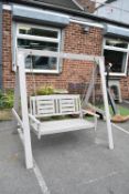 Painted Wooden Garden Swing Bench