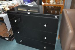 Black Glass Three Drawer Chest