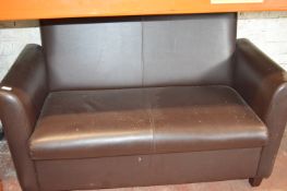 Brown Leatherette Two Seat Sofa