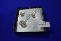 Sterling Silver Pendant & Chain, and a Pair of Ear