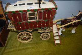 Hand Built Painted Gypsy Wagon with Shire Horse