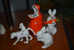 Russian Hippo & Rabbit, plus Goebel Figures