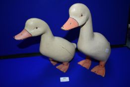 Pair of Large Painted Wooden Ducks