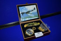 Decorative Spitfire Penknife and Pocket Watch Gift