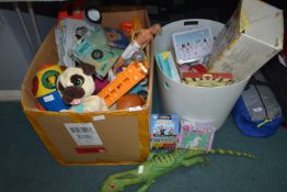 Box and a Tub of Children's Toys