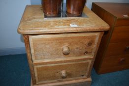 Solid Pine Two Drawer Bedside Cabinet