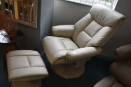Faux Leather Reclining Swivel Chair with Footstool