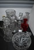 Cut Glass Lead Crystal Decanters, Vases, etc.