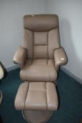 Faux Leather Reclining Swivel Chair with Footstool