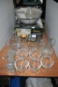 Glass Serving Dishes, Plus Arcorock Punch Bowl Set