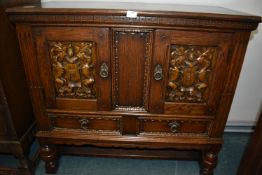 Small Carved Oak Sideboard
