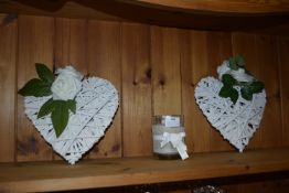 Two Decorative Hearts and a Heart Motif Candle