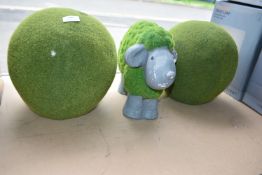 *Garden Ornaments Including Two Artificial Grass Bowls, and a Sheep