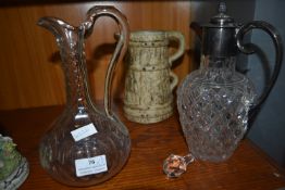 Three Pottery & Glass Jugs