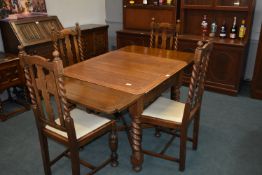 1930's Oak Extending Dining Table on Barley Twist