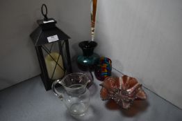 Candle Lantern plus Glass Dishes etc.
