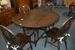 Circular Gate Leg Dining Table and Wheelback Chair