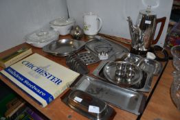 Vintage Stainless Steel Serving Dishes and Pyrosil