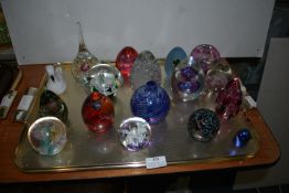 Seventeen Glass Paperweights Including Caithness